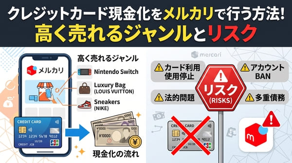 クレジットカード現金化をメルカリで行う方法！高く売れるジャンルとリスク